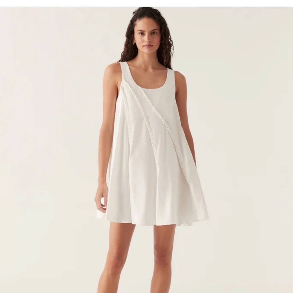 AJE Asta Whipstitch Mini Dress in IVORY